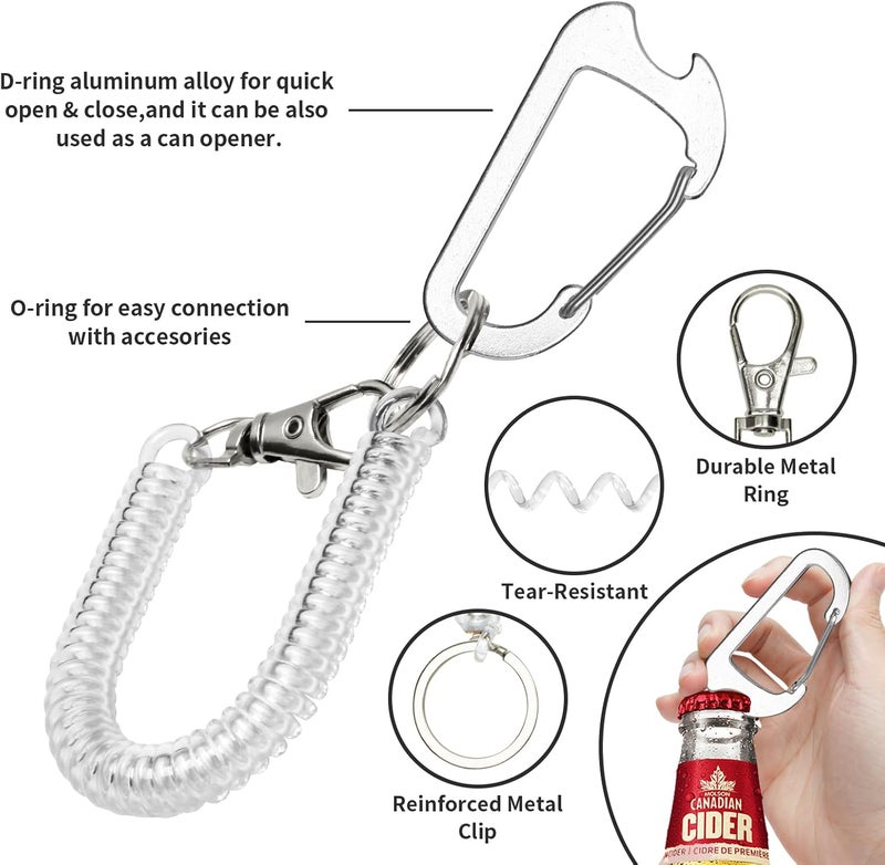 HOTEMIA Phone Tether Lanyard Anti Theft Phone Strap with Carabiner Anti-drop Outdoor Skiing Hiking Cycling fishing Climbing fit iPhone and Most Cell Phone (Black+Transparent) - Image 2